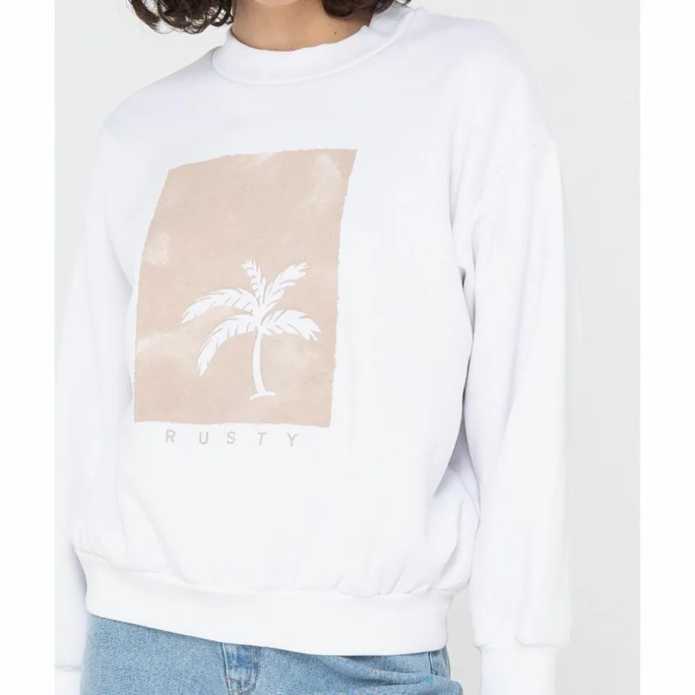 RUSTY · SUNSET PALM OVERSIZE CREW NECK FLEECE