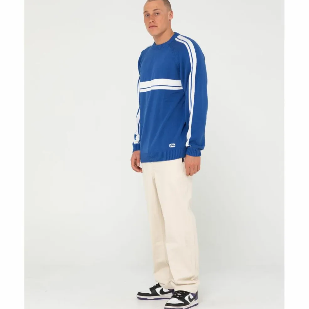 RUSTY · White LINES KNIT SWEATER